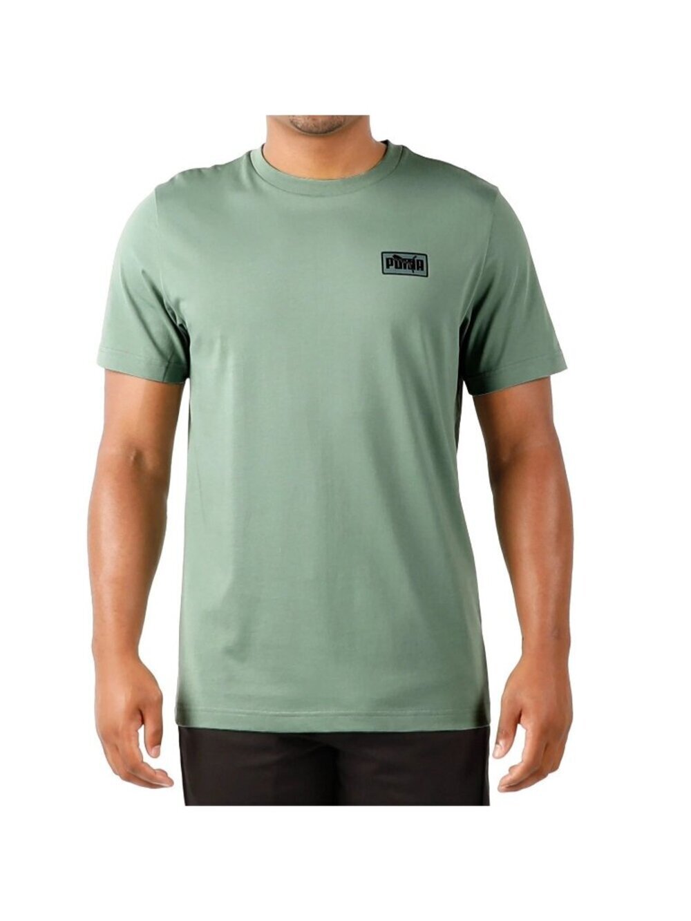 Puma Men's XL Green Logo T-Shirt Casual Crew Neck Cotton Blend d1898